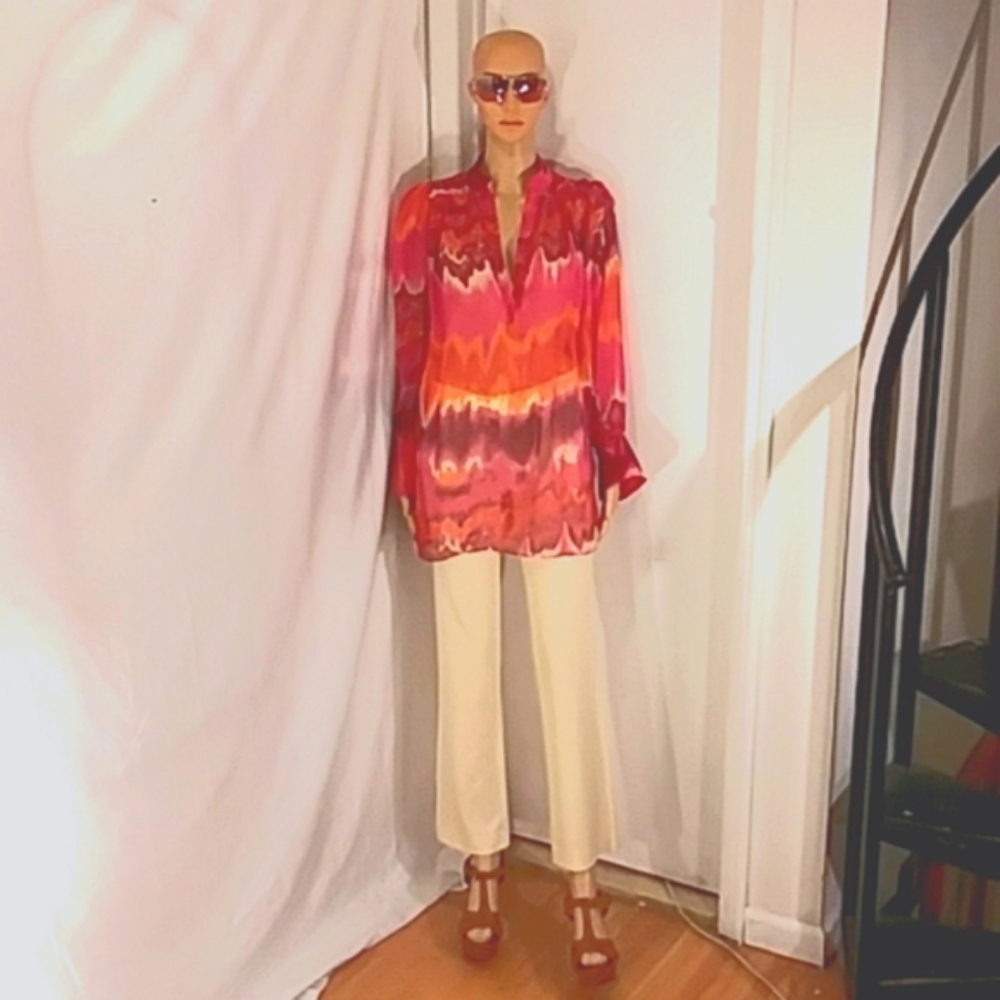 🔥NWT Catherine Malandrino Multi Color Silk Blouse